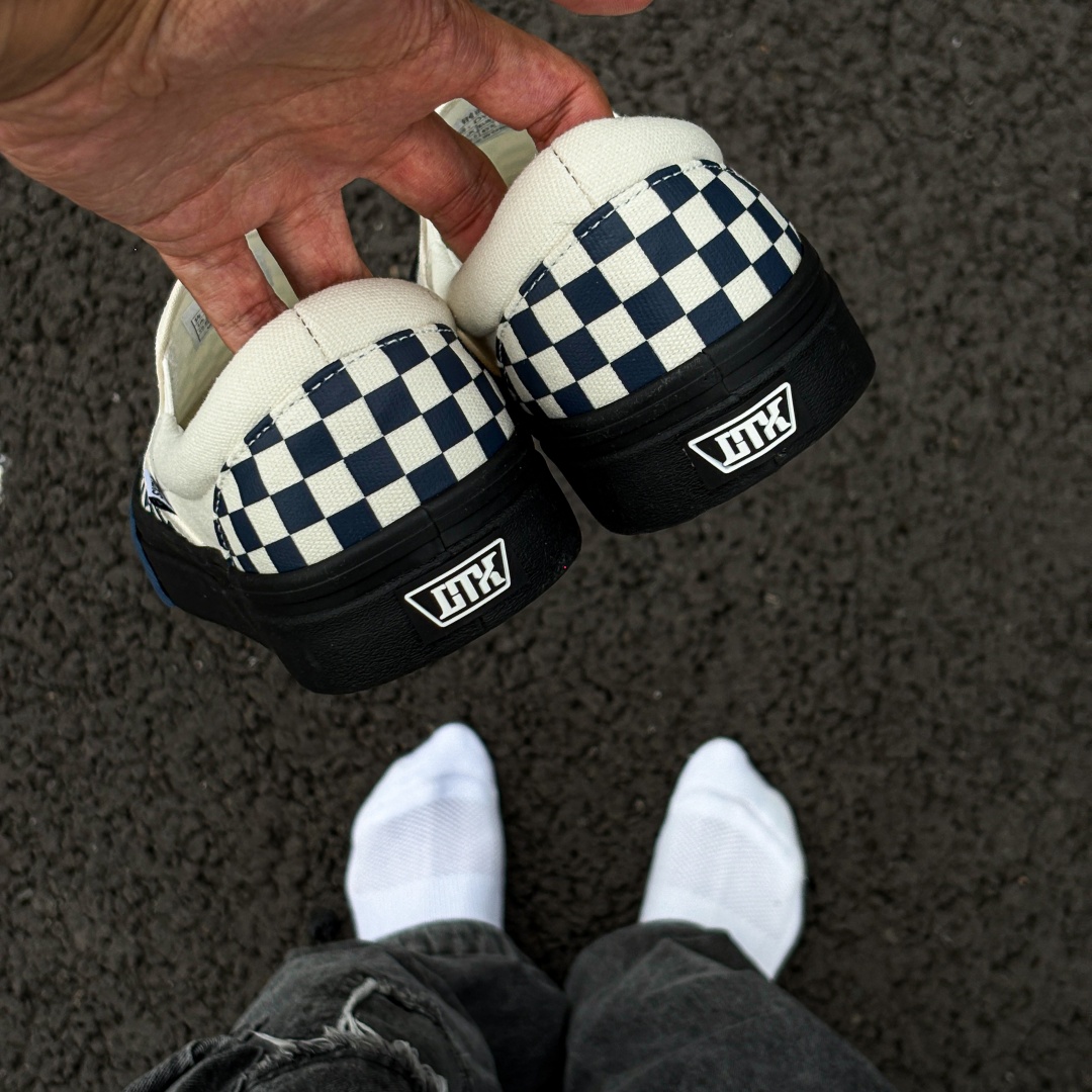 Adidas Shoes Superstar - Blau-weiße Schachbrettmuster-Slipper, schwarze Außensohle, retro, atmungsaktiv,