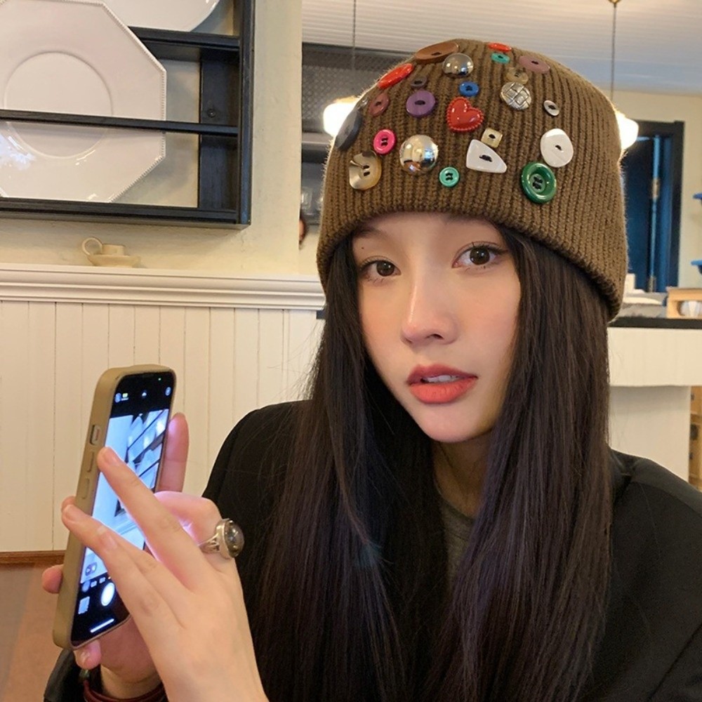 Bunte Knopfmütze, Unregelmäßig – Beanie Cuffed Knit Bewertung und Preis