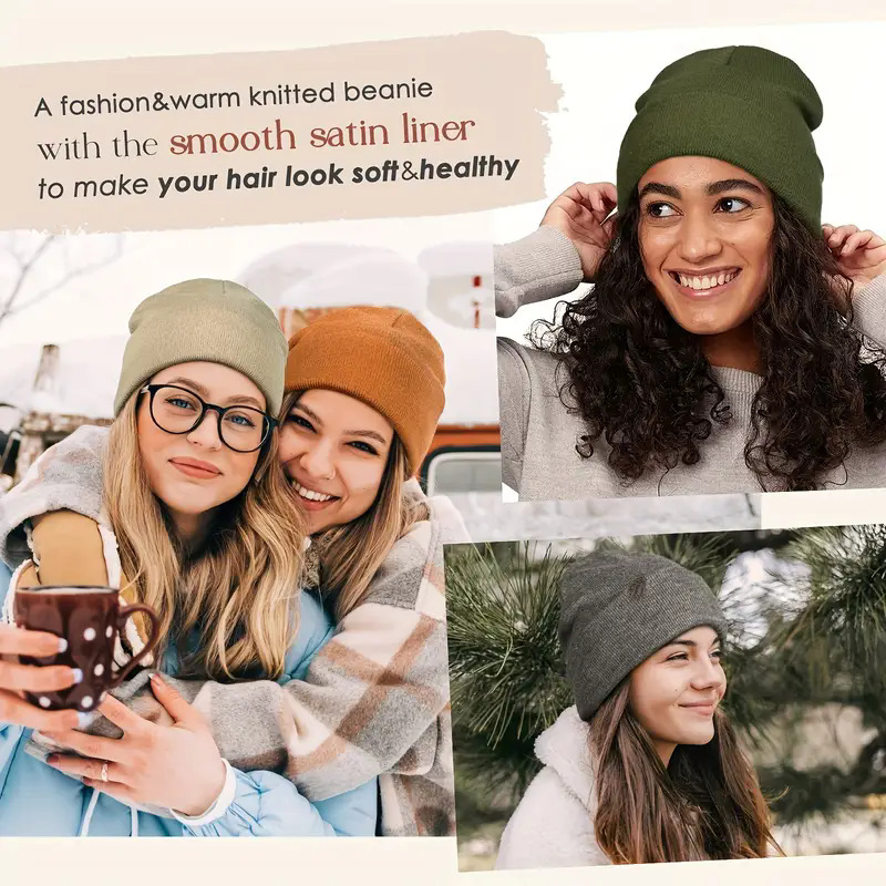 Unisex-Mütze mit Satin-Futter, – Beanie Cuffed Knit Bewertung und Preis